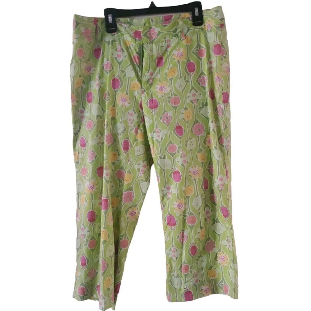 Lilly Pulitzer Crop Pants Women's 4 Multicolor Floral Ladybug Preppy Resortwear